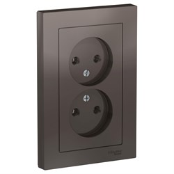 Systeme Electric AtlasDesign мокко розетка без заземления, двойная, 16А, в сборе ATN000620 - фото 71116