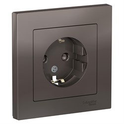 Systeme Electric AtlasDesign мокко розетка с заземлением, со шторками, 16А, в сборе ATN000644 - фото 71151