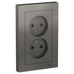 Systeme Electric AtlasDesign сталь розетка без заземления, двойная, со шторками,16А, в сборе ATN000922 - фото 71187