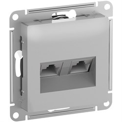 Systeme Electric AtlasDesign Алюминийрозетка двойная комп RJ45+RJ45, кат.6А, механизм ATN000388 - фото 71395