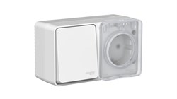 Systeme Electric AtlasDesign Profi54 Наруж Серый Блок: Роз. з/к со шт. 16А, Выкл.1-клав.10А ATN543070 - фото 71613