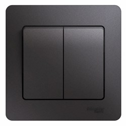 Glossa графит выключатель 2-клавишный, сх.5, 10AX (в сборе) GSL001352 - фото 71789