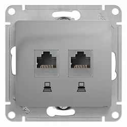 Glossa алюминий розетка 2-ая компьютерная RJ45+RJ45, кат.5E GSL000385KK - фото 72097