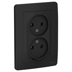 Blanca внутренняя антрацит розетка 2-ая без заземления без шторок, 16А, 250В BLNRS000026 - фото 72328