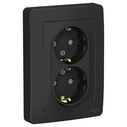 Blanca внутренняя антрацит розетка 2-ая с заземлением, со шторками, 16А, 250В BLNRS001126 - фото 72331