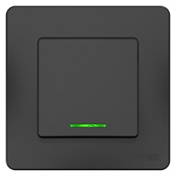 Blanca внутренняя антрацит переключатель 1-клавишный с подсветкой, 10А, 250B BLNVS010616 - фото 72344