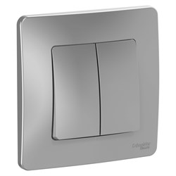 Blanca внутренняя алюминий переключатель 2-клавишный, 10А, 250B BLNVS106603 - фото 72370