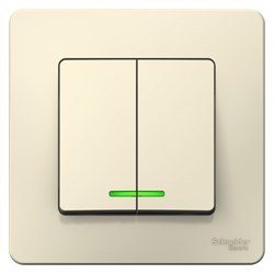 Blanca внутренняя молочная выключатель 2-клавишный с подсветкой, 10А, 250B BLNVS010512 - фото 72419