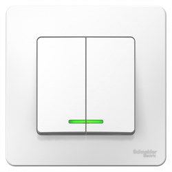 Blanca внутренняя белый выключатель 2-клавишный с подсветкой, 10А, 250B BLNVS010511 - фото 72458