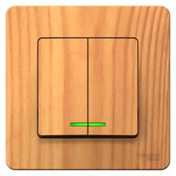 Blanca внутренняя ясень выключатель 2-клавишный с подсветкой, 10А, 250B BLNVS010515 - фото 72487