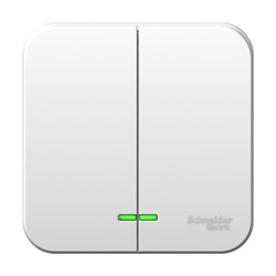 Blanca наружняя белый выключатель 2-клавишный с подсветкой 10А, 250B, изолированная пластина BLNVA105111 - фото 72521