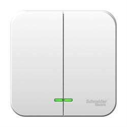 Blanca наружняя белый выключатель 2-клавишный с подсветкой, 10А, 250B BLNVA105101 - фото 72559