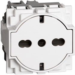 BTicino Living now белый розетка нем/итал стандарта с плоской лицевой панелью 10/16А 2 мод KW4140A16F - фото 72916