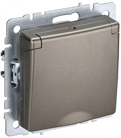 IEK Brite Base шампань розетка 1-м с заземлением, с защитными шторками и крышкой 16А IP20 BR-R16-16-K37 - фото 73131