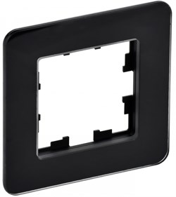 IEK Brite Decor чёрный матовый стекло скруглённые углы рамка 1-местная BR-M12-G-41-K02 - фото 73153