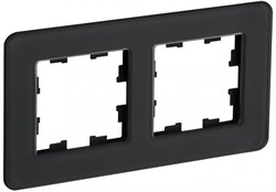IEK Brite Decor чёрный матовый стекло скруглённые углы рамка 2-местная BR-M22-G-41-K02 - фото 73156