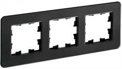 IEK Brite Decor чёрный матовый стекло скруглённые углы рамка 3-местная BR-M32-G-41-K02 - фото 73160