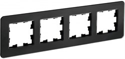 IEK Brite Decor чёрный матовый стекло скруглённые углы рамка 4 места BR-M42-G-41-K02 - фото 73200