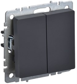 IEK Brite Base графит выключатель 2- клавишный проходной. 10А BR-V22-0-10-K53 - фото 73208