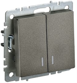 IEK Brite Base тёмная бронза выключатель 2- клавишный с индикацией 10А BR-V20-1-10-K45 - фото 73223