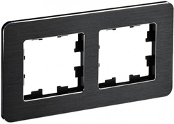 IEK Brite Decor чёрный / алюминий металл скруглённые углы  рамка 2 места BR-M22-M-21-K02 - фото 73250