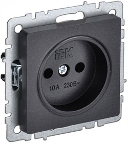 IEK Brite Base чёрный розетка 1-м без заземления, без защитных створок 10А BR-R10-10-K02 - фото 73255