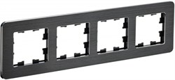 IEK Brite Decor чёрный / алюминий металл скруглённые углы рамка 4 места BR-M42-M-21-K02 - фото 73258