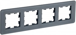 IEK Brite Decor графит матовый стекло скруглённые углы  рамка 4 места BR-M42-G-41-K53 - фото 73267
