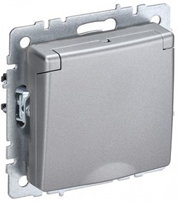 IEK Brite Base алюминий розетка 1-м с заземлением, с защ шторк и крышкой 16А IP20 BR-R16-16-K47 - фото 73294