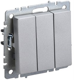 IEK Brite Base алюминий выключатель 3 клавишный 10А BR-V30-0-10-K47 - фото 73300