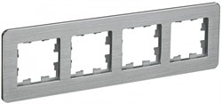IEK Brite Decor алюминий металл круглённые углы рамка 4 места BR-M42-M-21-K47 - фото 73316