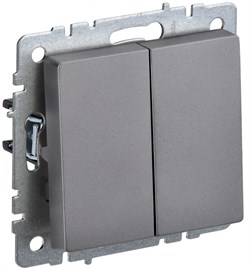 IEK Brite Base сталь выключатель 2- клавишный 10А BR-V20-0-10-K46 - фото 73352