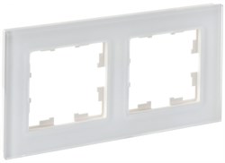 IEK Brite Decor белый матовый стекло рамка 2 места BR-M22-G-31-K01 - фото 73356