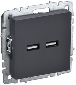 IEK Brite Base графит розетка USB A+A 3,1А BR-U21-D31-K53 - фото 73381