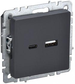 IEK Brite Base графит розетка USB A+C 18Вт BR-U22-018-K53 - фото 73382