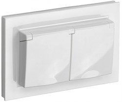 IEK Brite белый розетка 2 места, с заземлением, шторками и крышкой, 16А в сборе IP44 BR-R26-16-44-K01-F - фото 73471