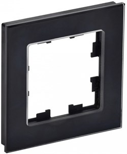 IEK Brite Decor чёрный глянец стекло рамка 1 место BR-M12-G-K02 - фото 73482