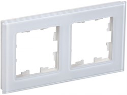 IEK Brite Decor белый глянец стекло рамка 2 места BR-M22-G-K01 - фото 73486
