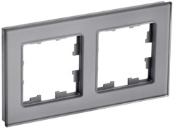 IEK Brite Decor серый глянец стекло рамка 2 места BR-M22-G-K03 - фото 73491