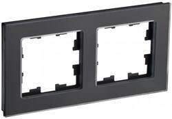 IEK Brite Decor чёрный матовый стекло рамка 2 места BR-M22-G-31-K02 - фото 73508