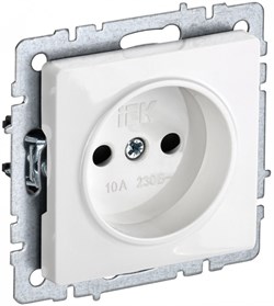 IEK Brite Base белый розетка без заземления, со шторками, 10А BR-R13-10-K01 - фото 73526