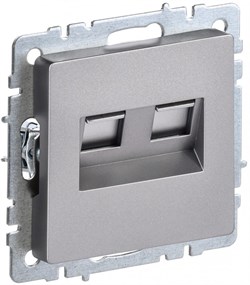 IEK Brite Base сталь розетка компьютерная 2-ая RJ45 кат.6 BR-K20-2-K46 - фото 73546