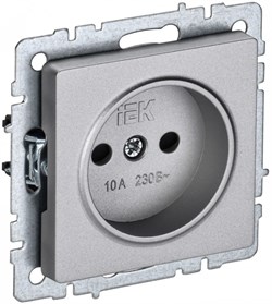 IEK Brite Base алюминий розетка без заземления, со шторками, 10А BR-R13-10-K47 - фото 73566
