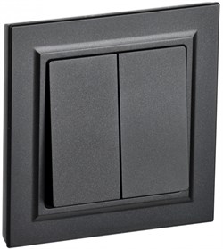 IEK Brite чёрный выключатель 2- клавишный. 10А в сборе BR-V20-0-10-K02-F - фото 73580