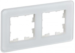 IEK Brite Decor белый матовый стекло скруглённые углы рамка 2 места BR-M22-G-41-K01 - фото 73629