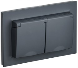 IEK Brite графит розетка 2-я с крышкой, 16А в сборе IP44 BR-R26-16-44-K53-F - фото 73651