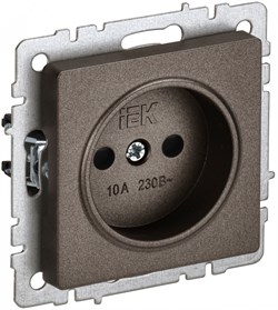 IEK Brite Base тёмная бронза розетка без заземления, со шторками, 10А BR-R13-10-K45 - фото 73656