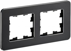 IEK Brite Decor чёрный металл скруглённые углы рамка 2 места BR-M22-M-01-K02 - фото 73677