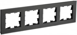 IEK Brite Decor чёрный матовый стекло рамка 4 места BR-M42-G-31-K02 - фото 73729