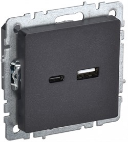 IEK Brite Base чёрный розетка USB A+C 18Вт BR-U22-018-K02 - фото 73771
